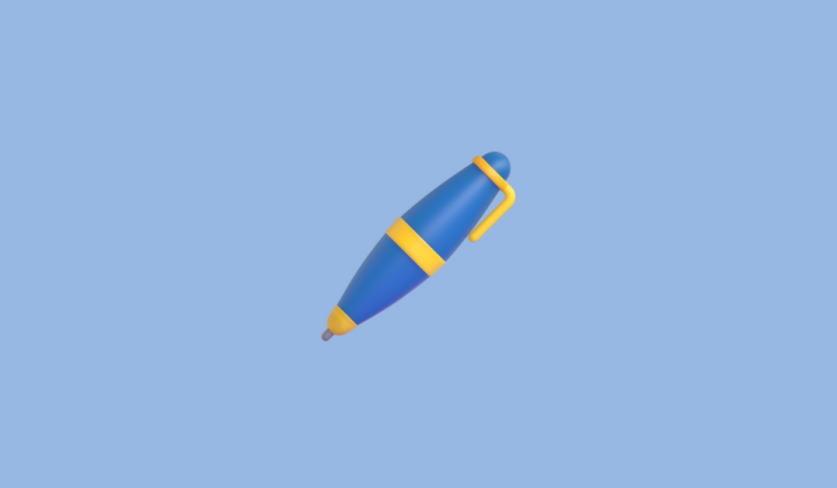 Pen on a light blue background